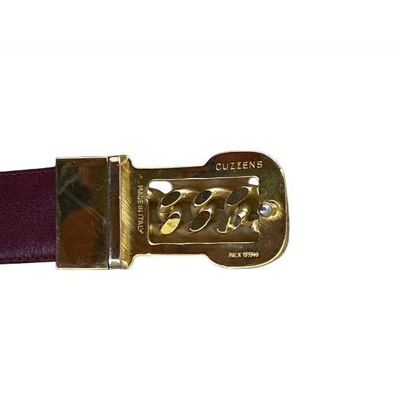 CUZZENS Gold Buckle Brown Leather Italian Made Belt 38” Long
